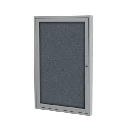 Ghent Enclosed Bulletin Board, 1 Door, Fabric, 3 ft H x 30 in W, Gray PA13630F-91